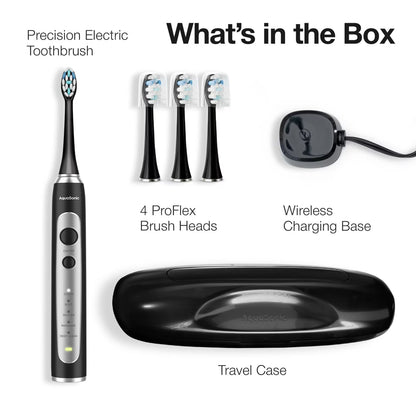 Aquasonic Precision Rechargeable Electric Toothbrush with 4 Brush Heads