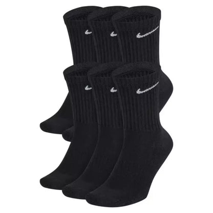 Nike Everyday Plus Cushion Ankle Drifit UNISEX Socks, LARGE- Black- 6 Pair