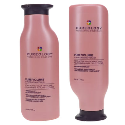 Pureology Pure Volume Shampoo/Conditioner For Flat,Fine,Color-Treated Hair 9oz