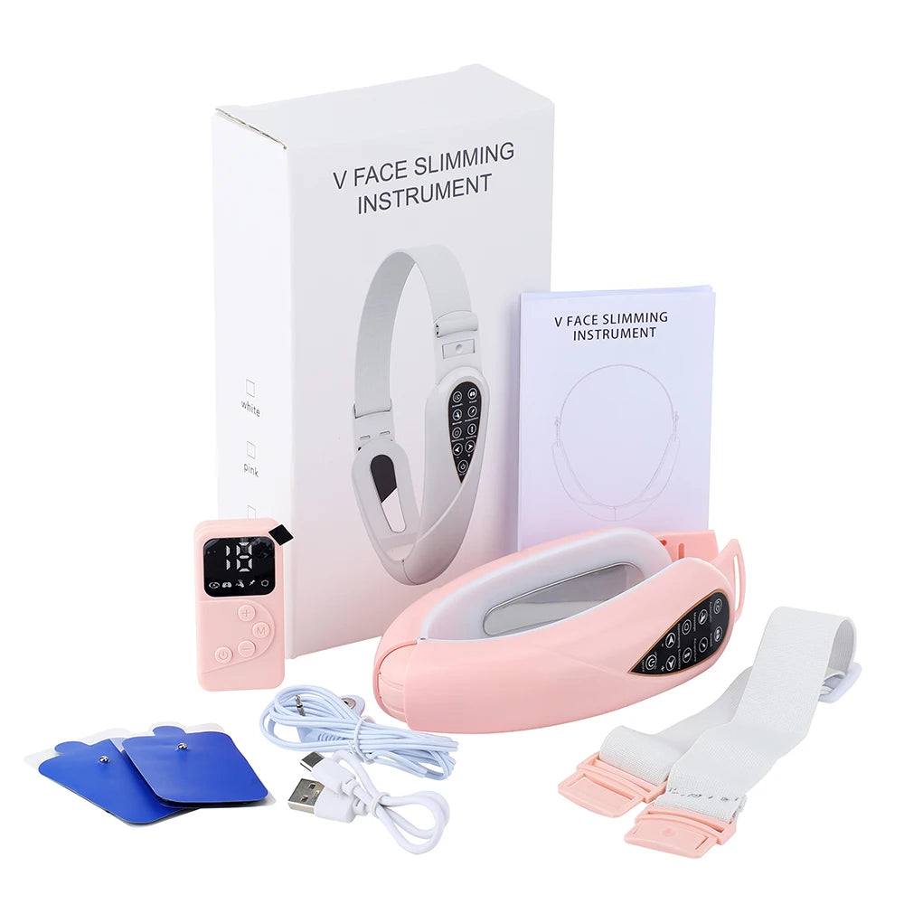 V Face Lifting Device TENS Micro-current Photon Rejuvenation Slimming Facial Massager With Pulse Massage Patch Remote Control