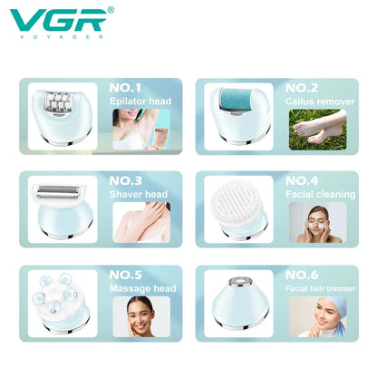 VGR Women Epilator Electric Lady Shaver Hair Remover Bikini Facial Underarms Hair Removal Tool Leg Body Epilator for Women V-733