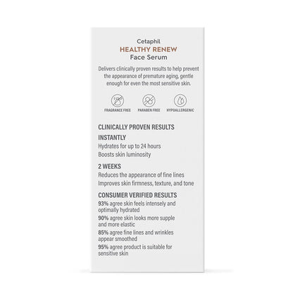 Cetaphil Healthy Renew anti Aging Face Serum 1 Oz, Retinol Alternative Serum for Face with Niacinamide & Peptides, Skincare for Sensitive Skin with Vitamin B Complex, Fragrance Free