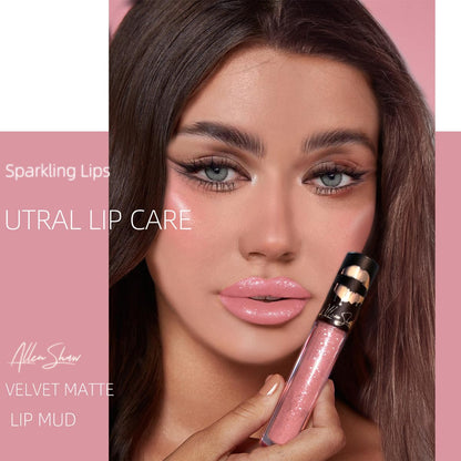 Lip Makeup Set, Lipstick, Lip Gloss, Lip Glaze, Shiny Matte, Waterproof, Non-Stick Cup (9, 26G)