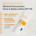 Avene Mineral Sunscreen SPF 50 Face and Body Lotion - Broad Spectrum SPF & Antioxidants - Face & Body Sunscreen, 4.2 fl oz
