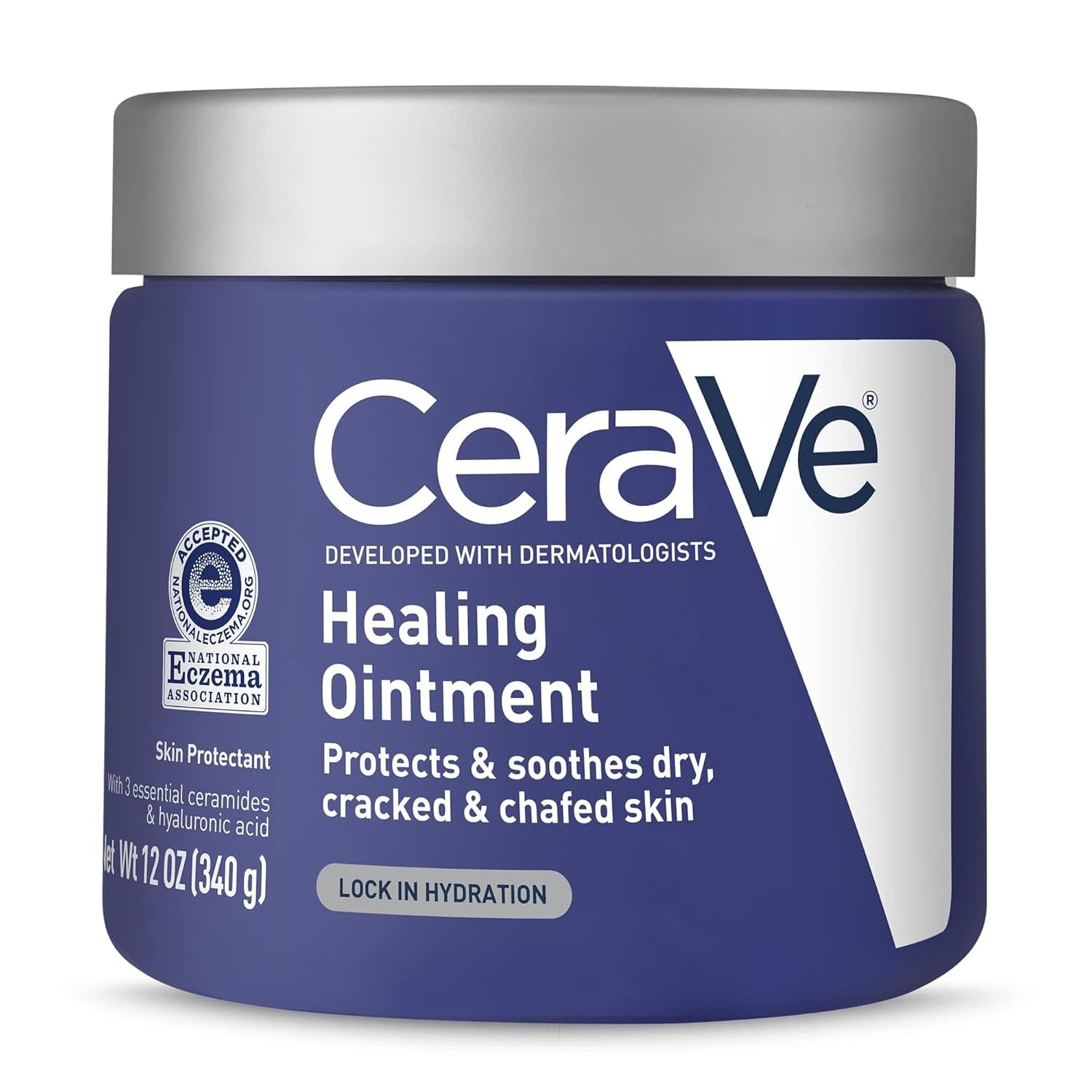 Cerave Healing Ointment, Hydrating Skin Protectant with Petrolatum, Hyaluronic Acid & Ceramides, Face & Body Skin Barrier Repair for Cracked, Chafed, Dry Skin, Fragrance Free & Lanolin Free, 5 Oz