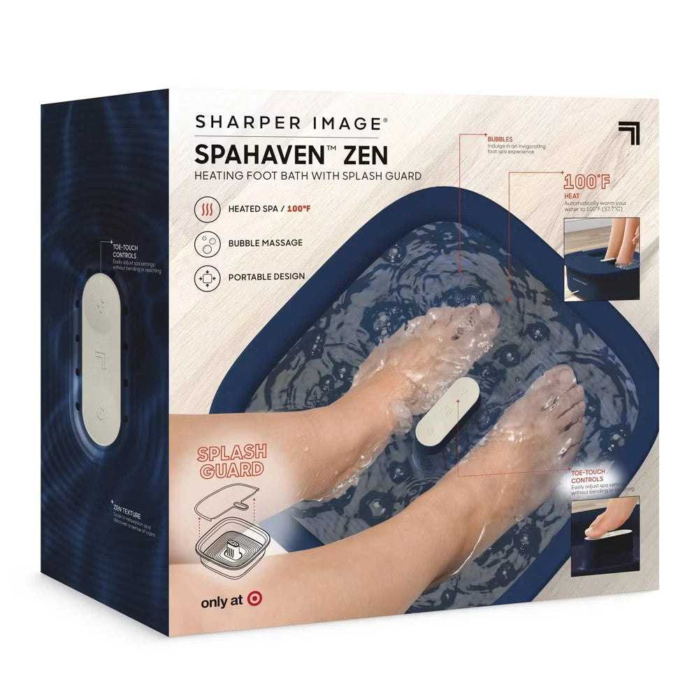 Sharper Image Massager Foot Bath Zen with Splash Guard - Navy