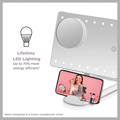 Conair LED Hollywood Lighted Social Media Vanity Cosmetic Makeup Mirror White