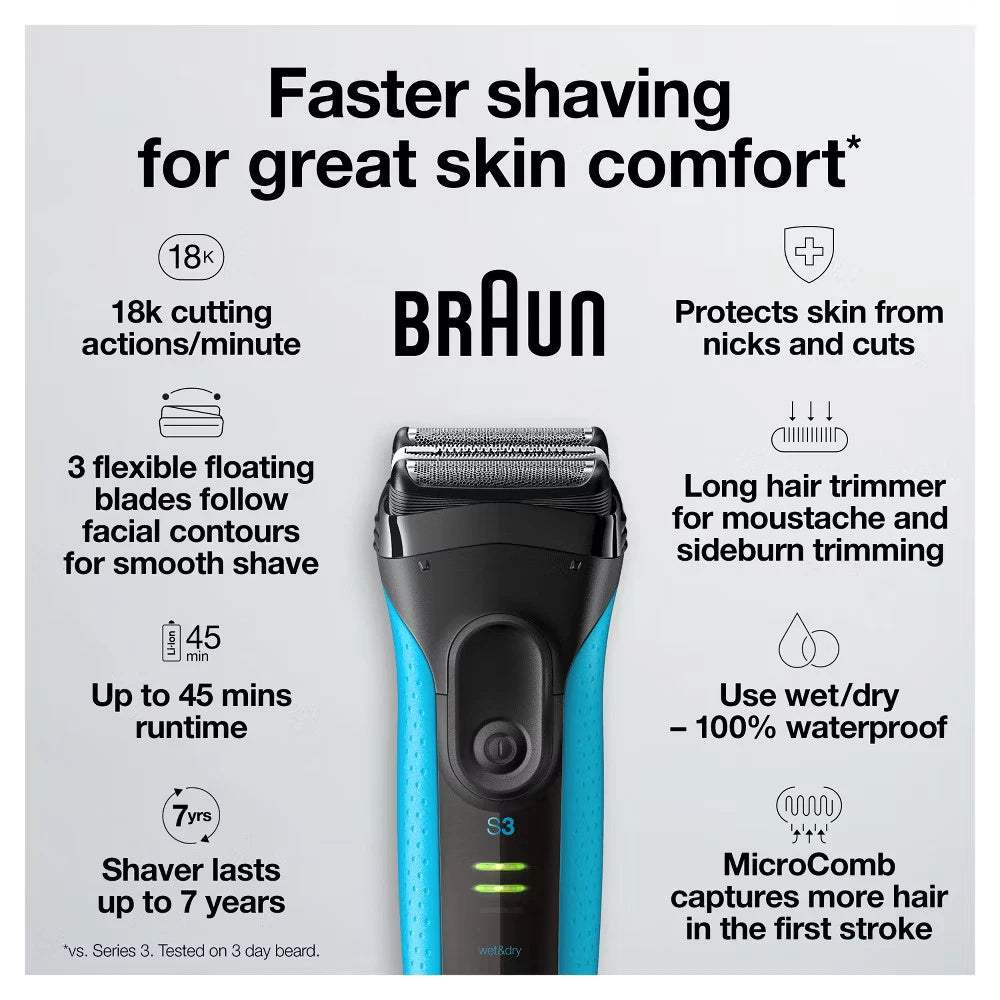 Braun Series 3 ProSkin 3040s Men Rechargeable Wet & Dry Electric Shaver