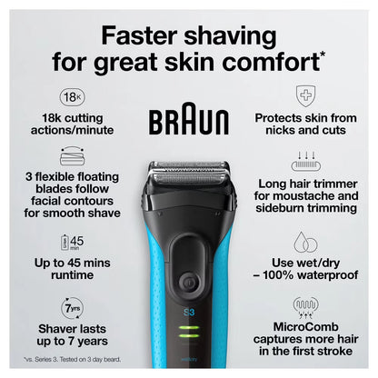 Braun Series 3 ProSkin 3040s Men Rechargeable Wet & Dry Electric Shaver
