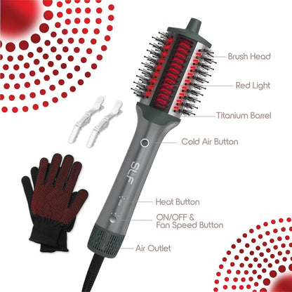 SLF 5-in-1 Heated Hair Brush with Ionic Technology & Red Light Therapy