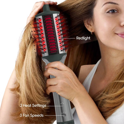 SLF Ionic Hair Dryer Brush & Heat Comb – 5-in-1 Red Light Therapy Styling Tool