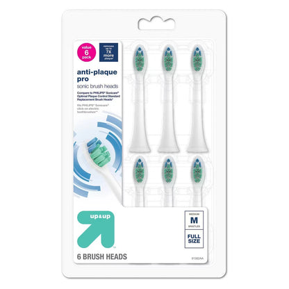 up&up Anti-Plaque Sonic Replacement Brush Heads Refills High-Density Bristles