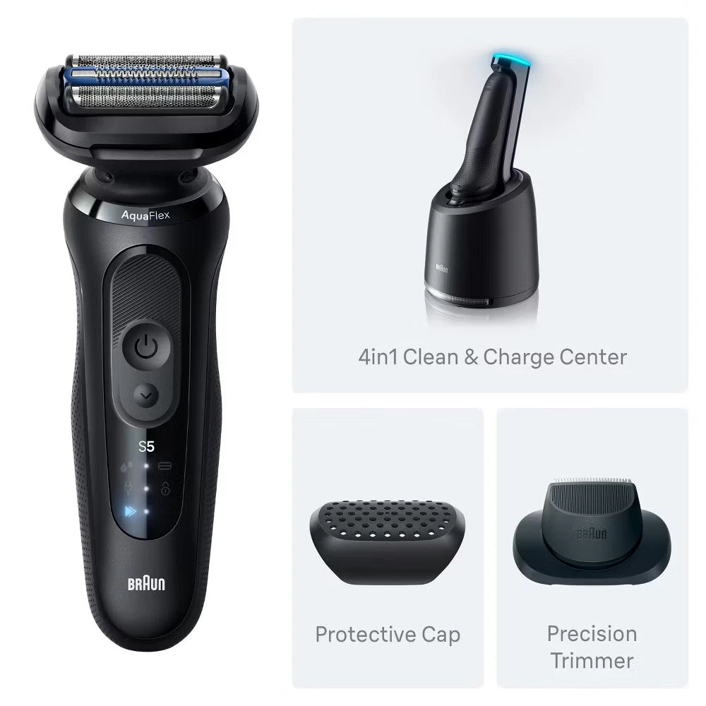 Braun Men Series 5 Electric Razor Shaver with 4-in-1 Clean & Charge