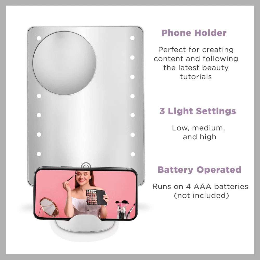 Conair LED Hollywood Lighted Social Media Vanity Cosmetic Makeup Mirror White