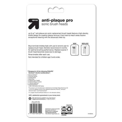 up&up Anti-Plaque Sonic Replacement Brush Heads Refills High-Density Bristles