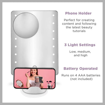 Conair LED Hollywood Lighted Social Media Vanity Cosmetic Makeup Mirror White