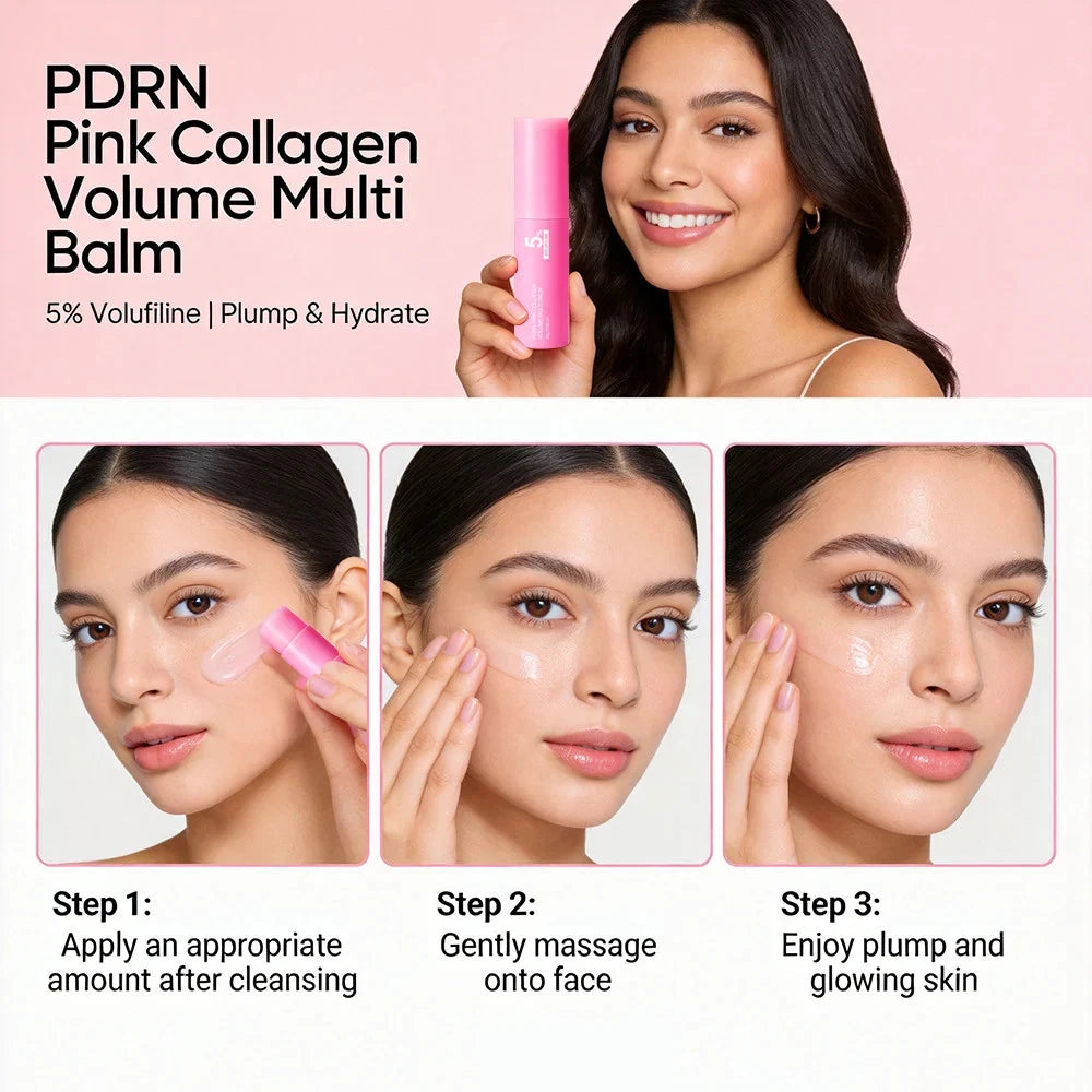 PDRN Pink Collagen Volume Multi Balm Stick 10g for moisturizing skin and lips
