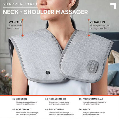 Sharper Image Heated Neck and Shoulder Massager Wrap