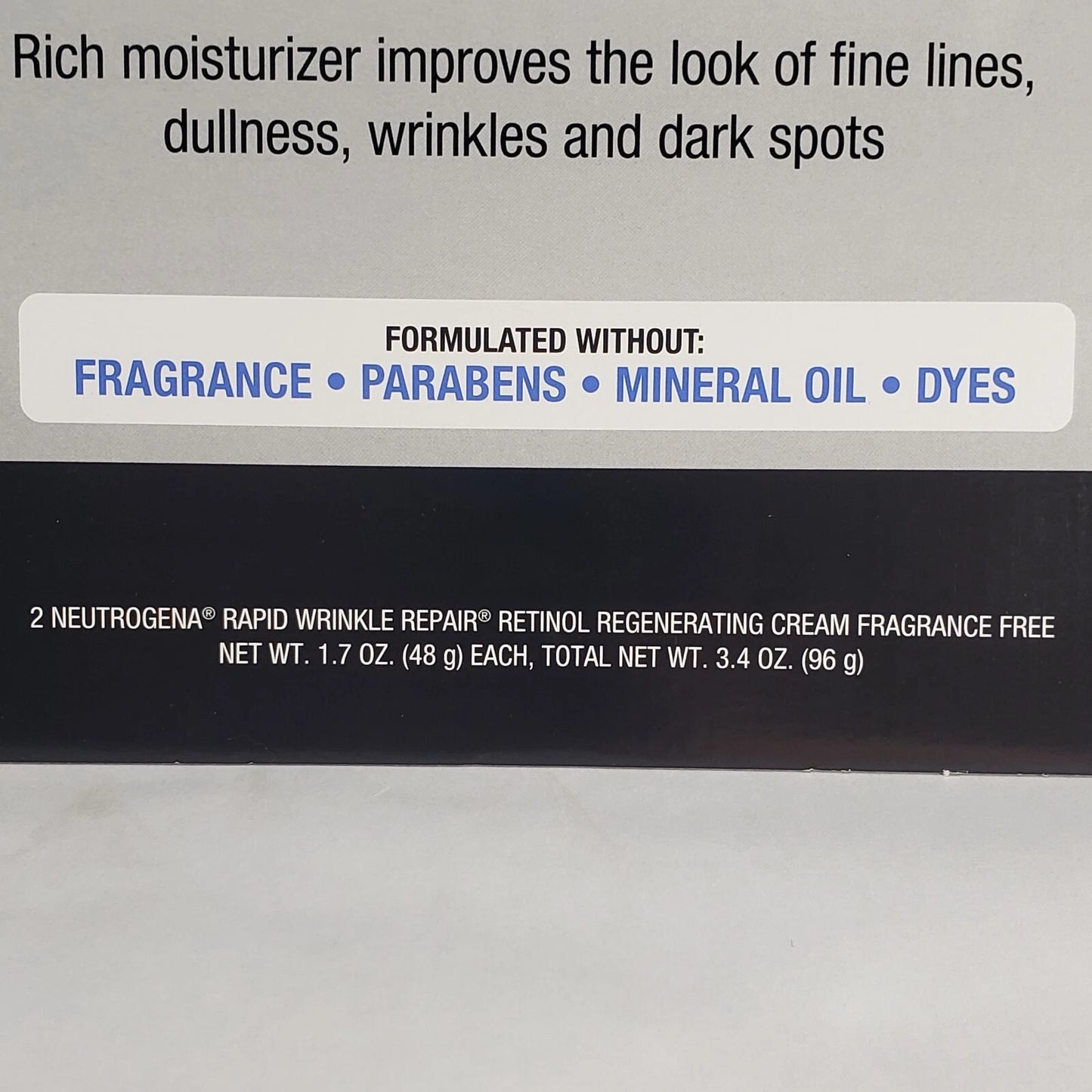2 Pack Neutrogena Rapid Wrinkle Repair Regenerating Cream Fragrance Free 1.7oz