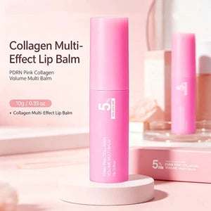 Portable pink collagen balm stick for face and lip hydration