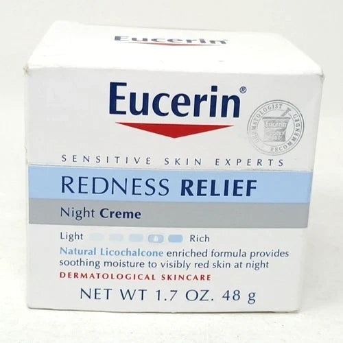A box of Eucerin Redness Relief Night Creme, 1.7 oz (48 g), 