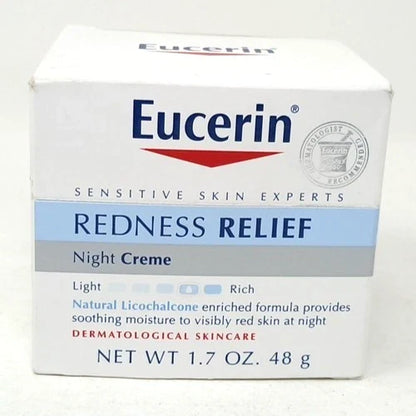 A box of Eucerin Redness Relief Night Creme, 1.7 oz (48 g), 